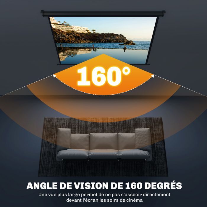 Pantalla de proyección HOMCOM de 84 pulgadas, formato 4:3, resolución 4K HD, para cine en casa, montaje en pared o techo, dimensiones: 181 cm (ancho) x 8 cm (profundidad) x 138 cm (alto), color negro.