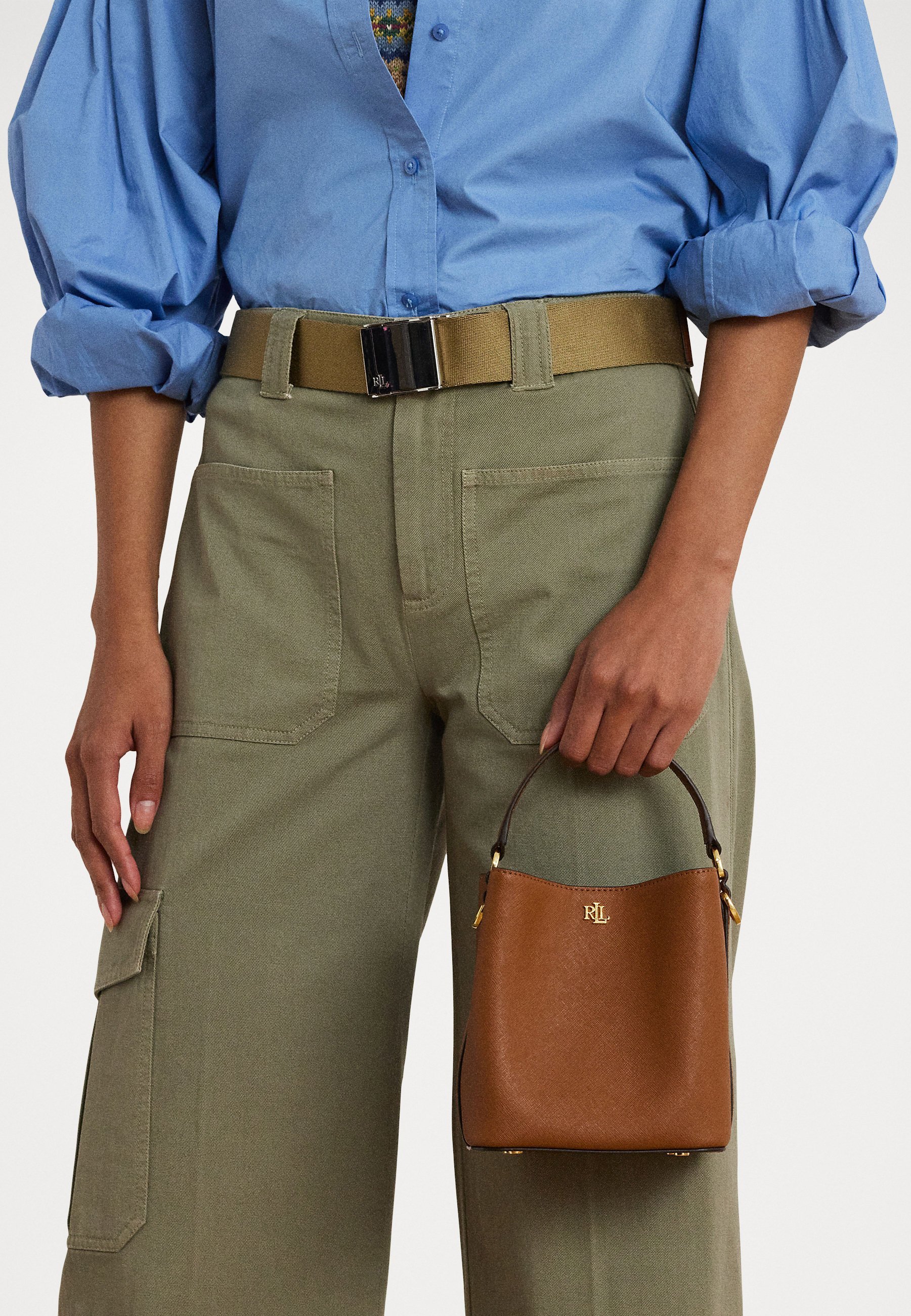 Borsa a secchiello piccola Reese con motivo a quadri incrociati di Lauren Ralph Lauren - Borsa a mano - lauren tan