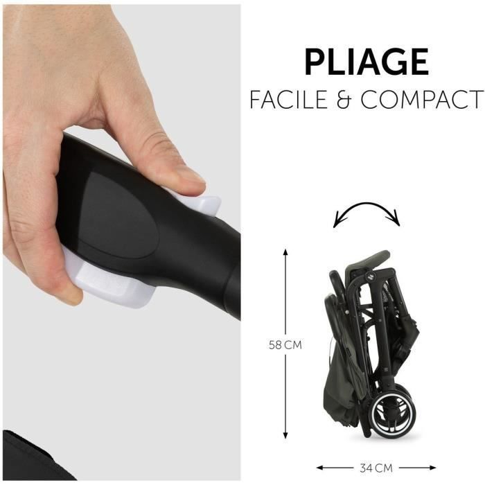 HAUCK - Poussette compacte - TRAVEL N CARE - 4 roues - Pliage à 1 main - Olive