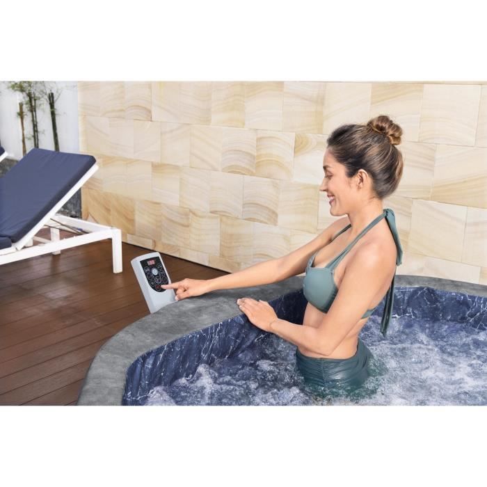Spa gonflable BESTWAY - Lay-Z-Spa Carrara - 140 airjets - 170 x 65 cm - 4 à 6 places - Rond (couverture, cartouche, 4 appuie-tête)