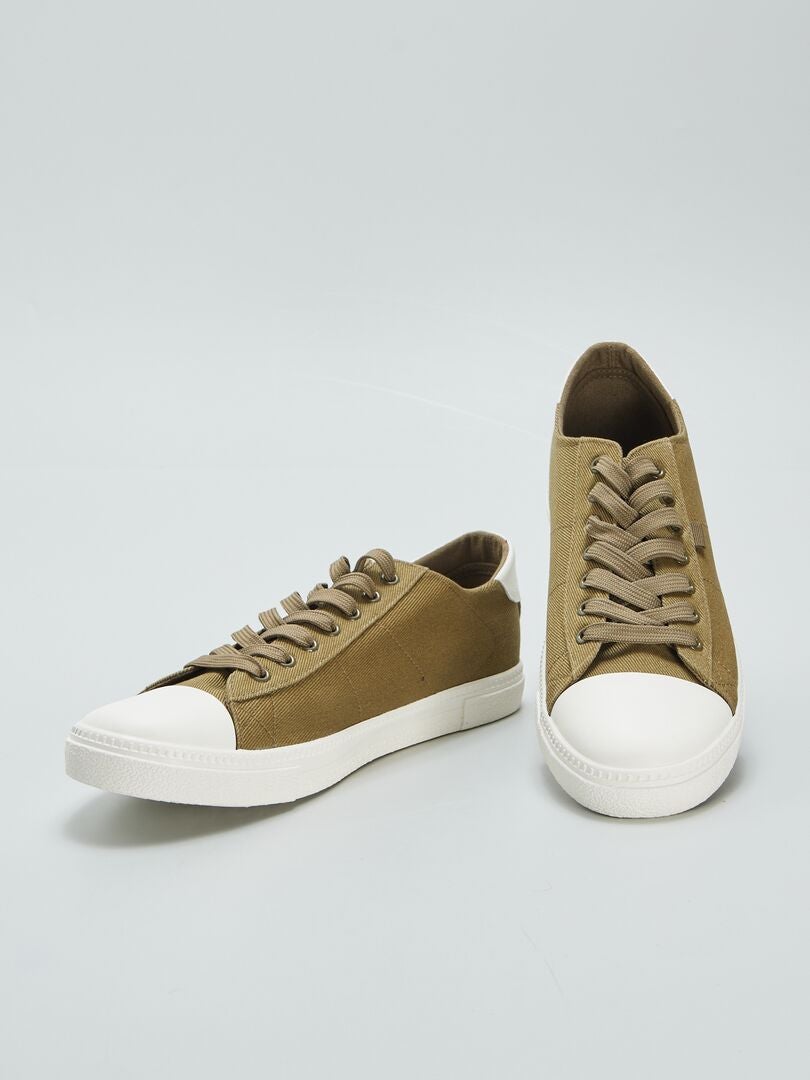 Lage canvas sneakers - KHAKI