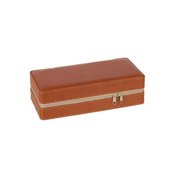 Caja para puros de piel sintética color camel - 23x11x7cm