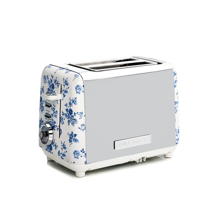 2-slice toaster - Laura Ashley - China Rose - self-centering slots, pastry warmer, various modes, crumb tray.