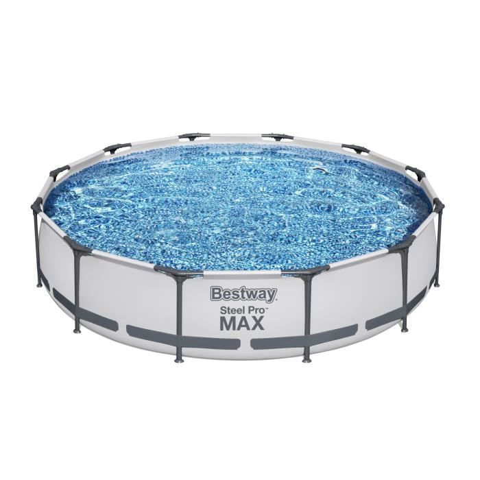 Kit Piscine hors sol tubulaire BESTWAY - Steel Pro Max™ - 366 x 76 cm - Ronde + Balai aspirateur électrique Aquascan