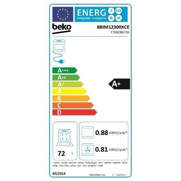 Horno empotrable - BEKO - BBIM12300XCE - Ventilador 3D - 72 L - Acero inoxidable