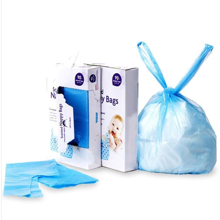 Bolsas desechables para pañales con asa, bolsas desechables para pañales de bebé, bolsas para desechos de mascotas, 90 unidades