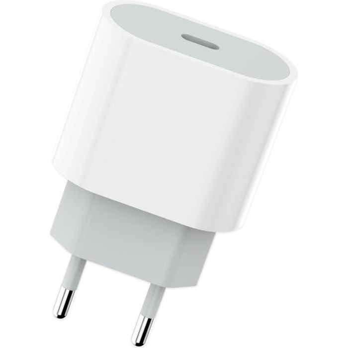 Chargeur Secteur Rapide 20W - Apple - iPhone 15 - USB-C - Blanc - Compatible iPhone 15 Series