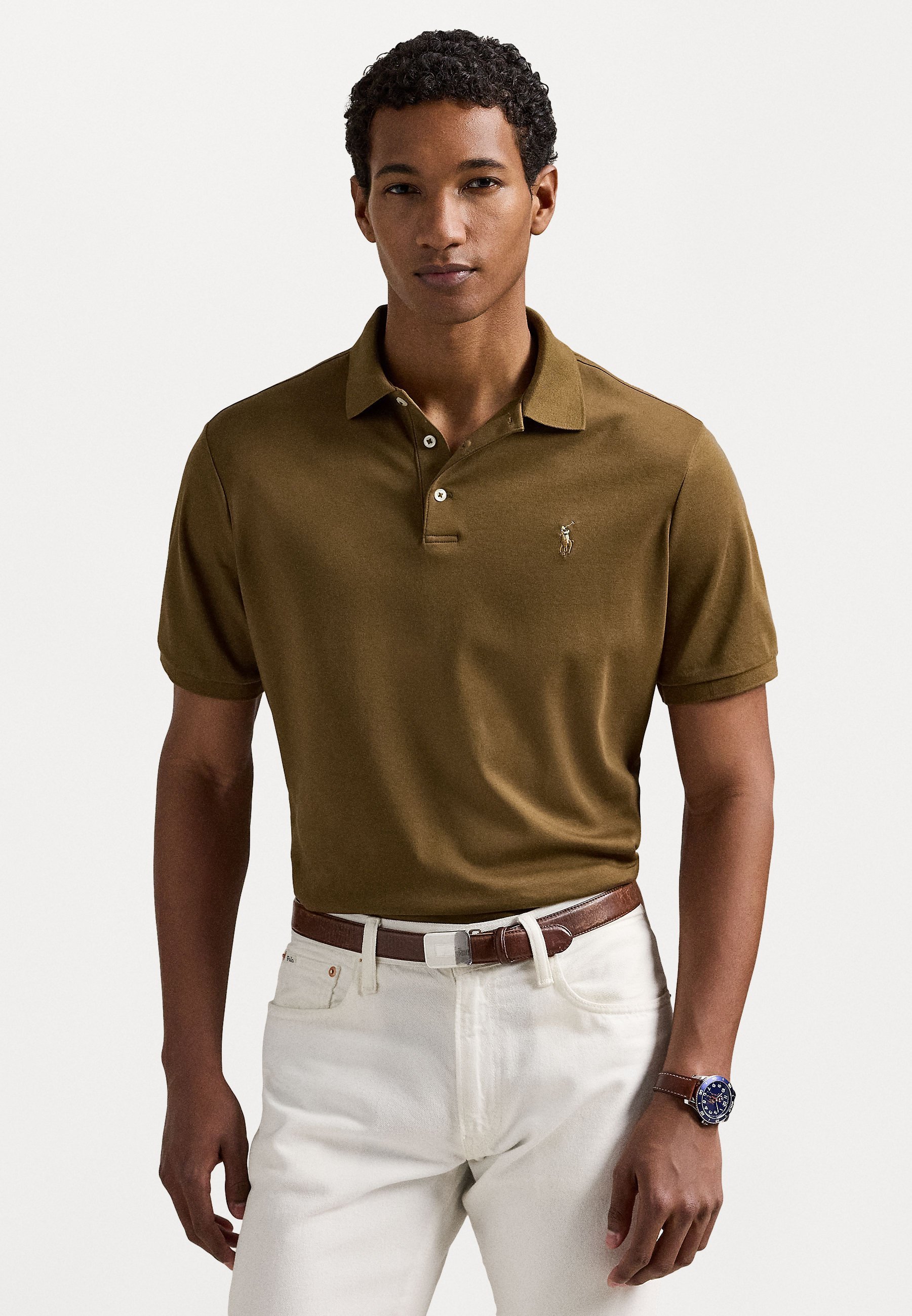 Polo Ralph Lauren CUSTOM SLIM FIT POLO SHIRT IN COTONE MORBIDO - Polo shirt - marrone naturale