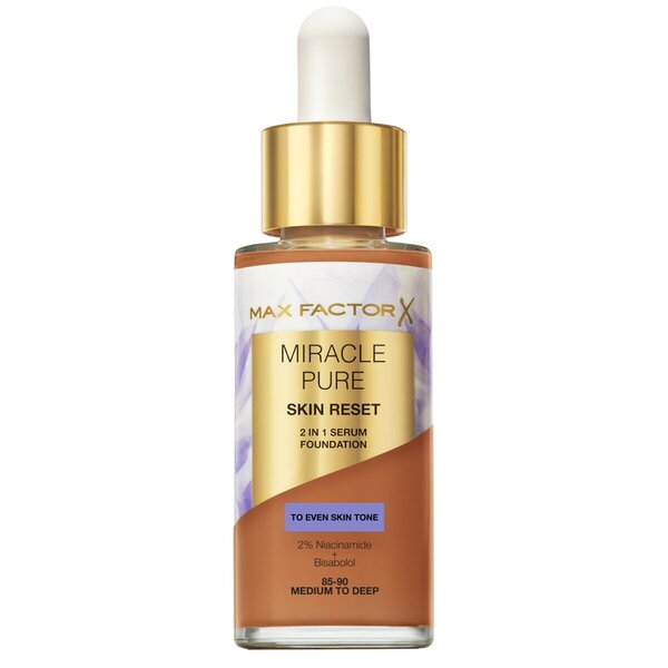 Max Factor Miracle Pure Skin Reset 85-90 Medium til Dyb 2-i-1 Serum Foundation 30 ml