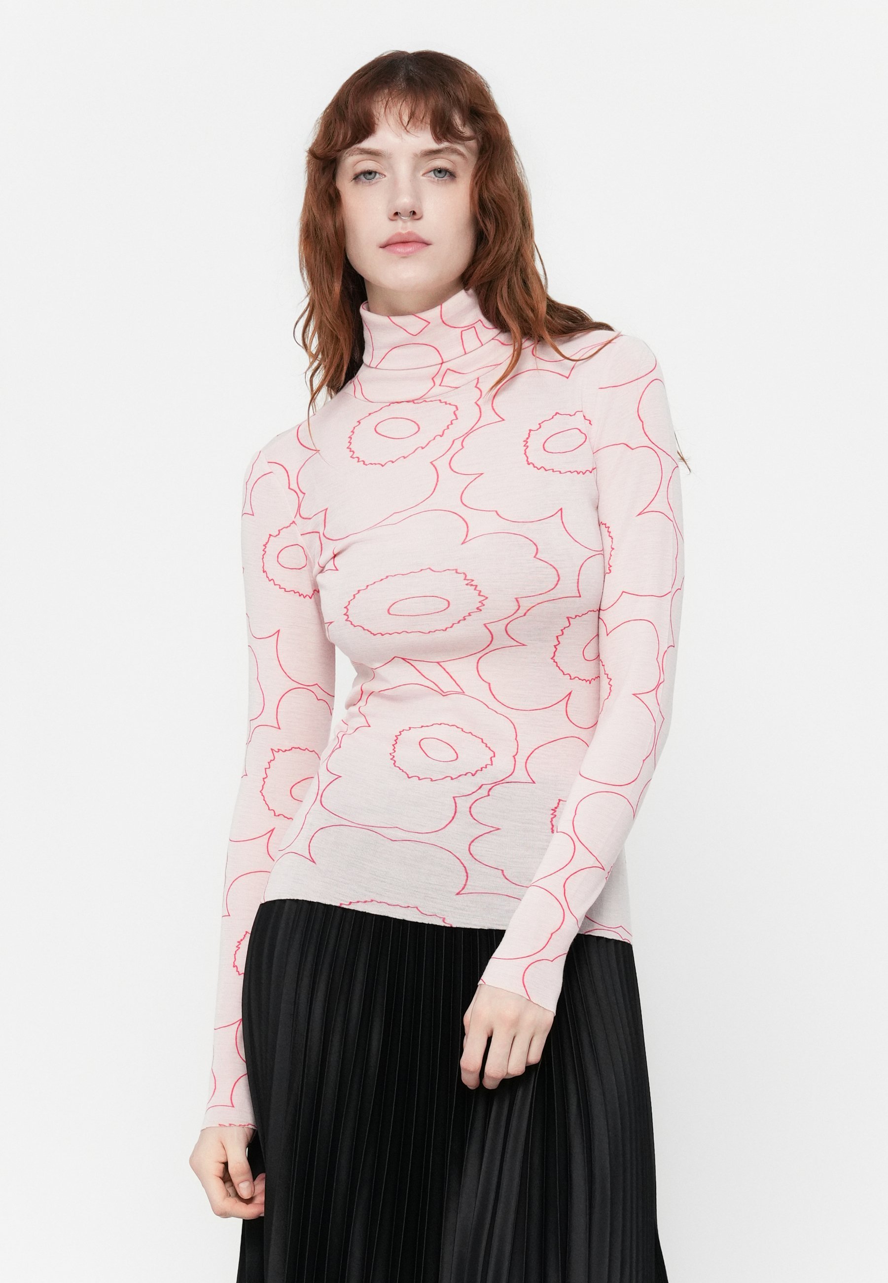 Marimekko VILINA PIIRTO UNIKKO - Top met lange mouwen - lichtroze/rood
