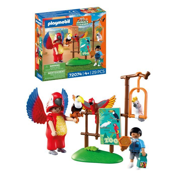 Playmobil 72074 Dierentuin: Kleurrijke papegaaimascotte en kind