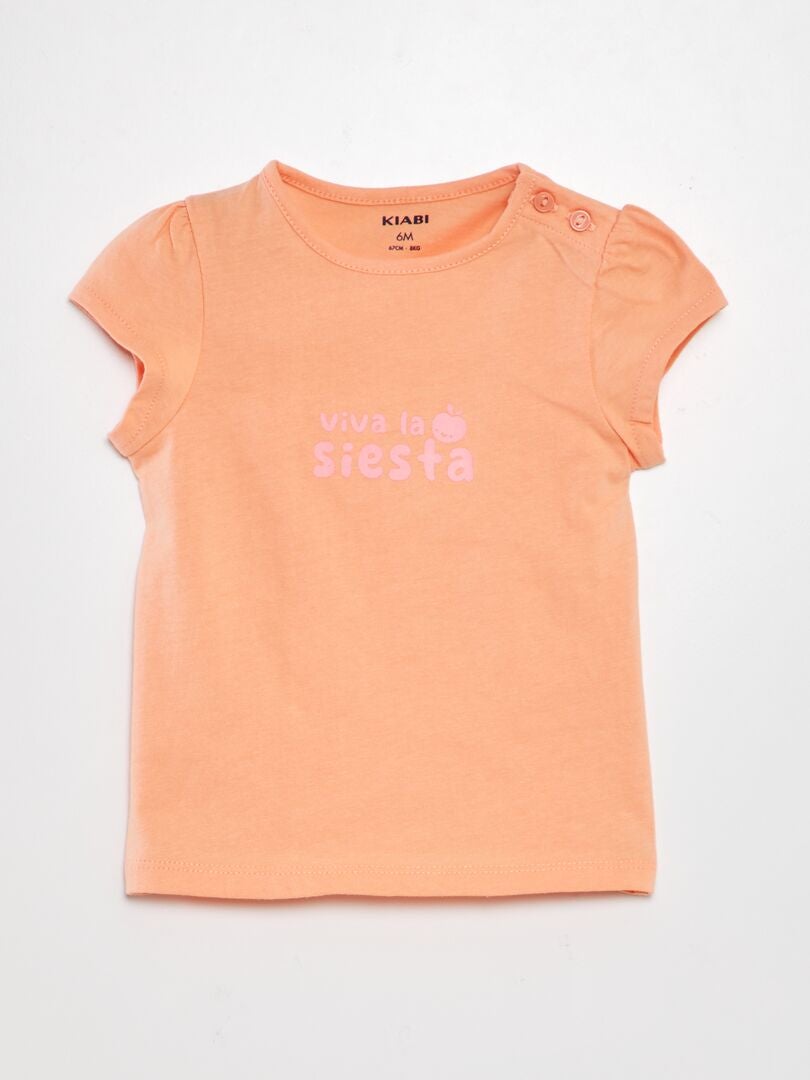 Camiseta estampada con la inscripción - NARANJA