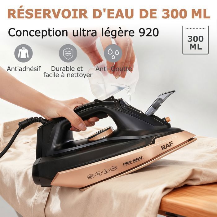 Ferro da stiro a vapore senza fili 2 in 1 - 2600 W - Riscaldamento rapido in 20 secondi - Serbatoio dell'acqua da 300 ml - Leggero, 920 g