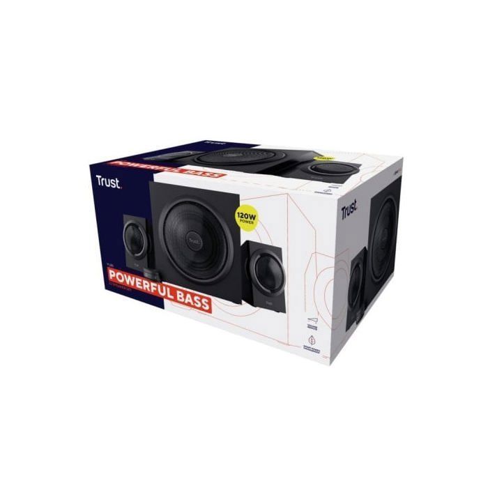 Enceintes PC 2.1 - Trust - Yuri - 120W - Caisson de basses en bois - Contrôle filaire du volume