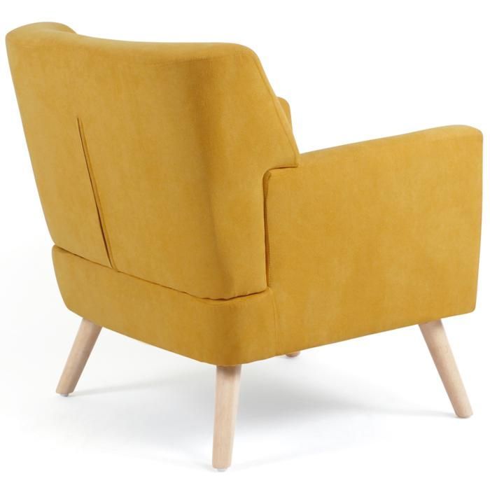 IDMARKET LIV Poltrona scandinava in tessuto giallo senape