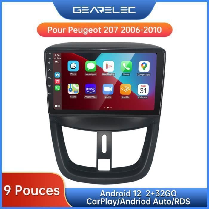 Radio para coche Gearelec de 9 pulgadas con Android para Peugeot 207 2006-2010 con CarPlay, Android Auto, navegación GPS, BT, RDS, WiFi [2+32GB]