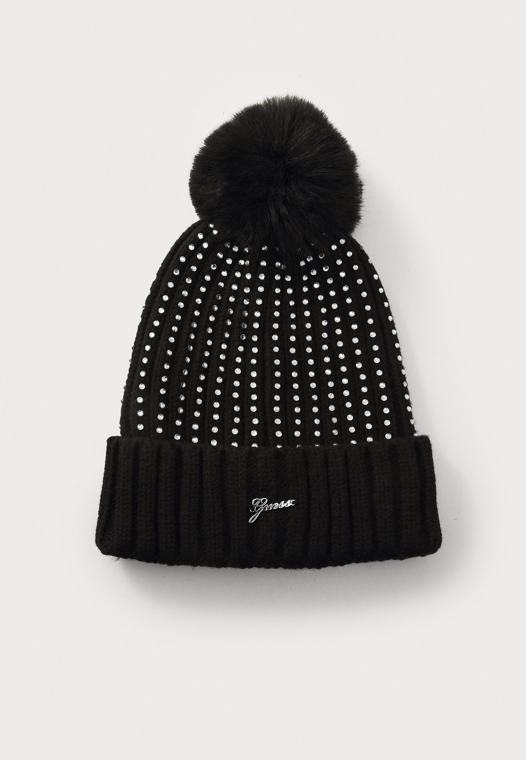 Guess trui met pompon, unisex - Beanie - gitzwart