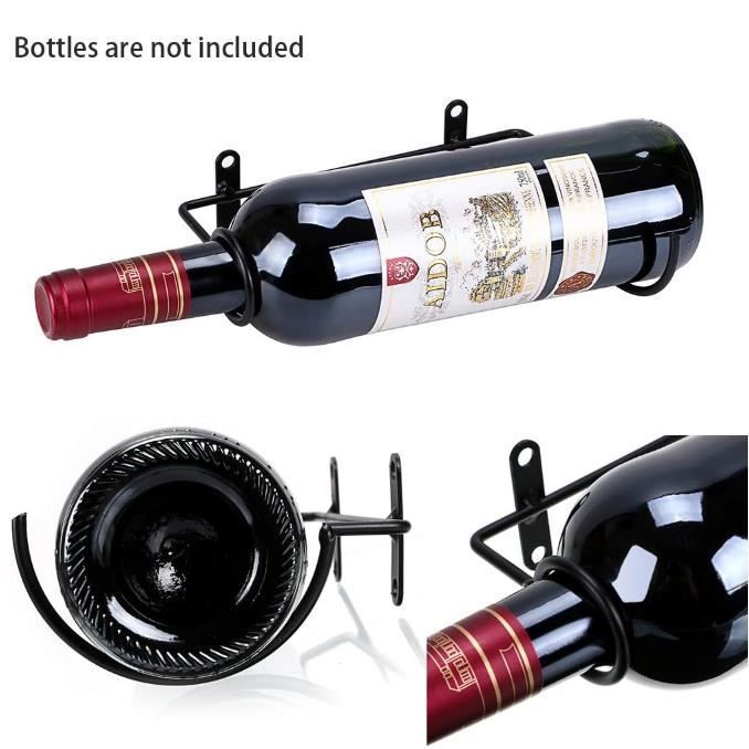 Botellero de hierro para pared - Juego de 6 - Negro - Resistente y duradero