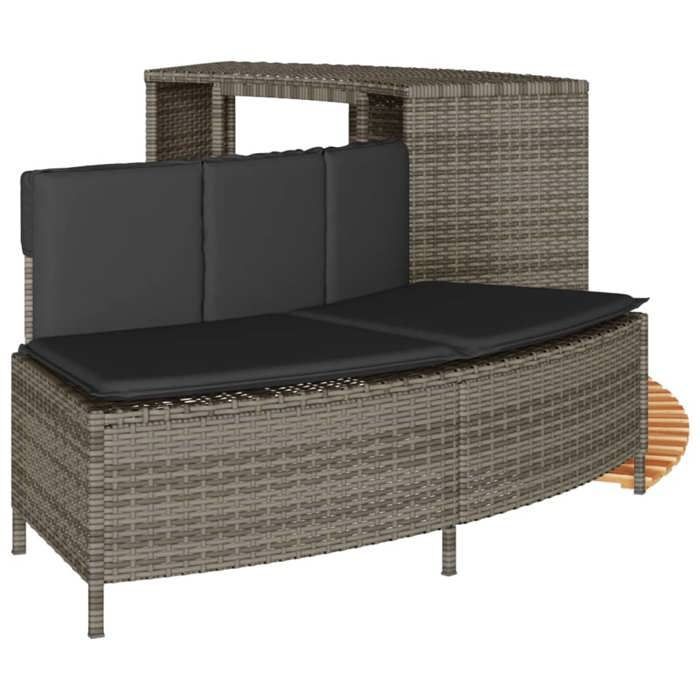 vidaXL Cadre de bain à remous gris résine tressée bois massif d'acacia, enceinte de bain à remous, enceinte de spa, enceinte 365613