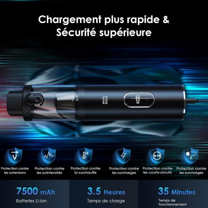 16000Pa Handheld Vacuum Cleaner, Brushless Motor Tabletop Vacuum, Handheld Vacuum for Car/Car Keyboard/Home/Office