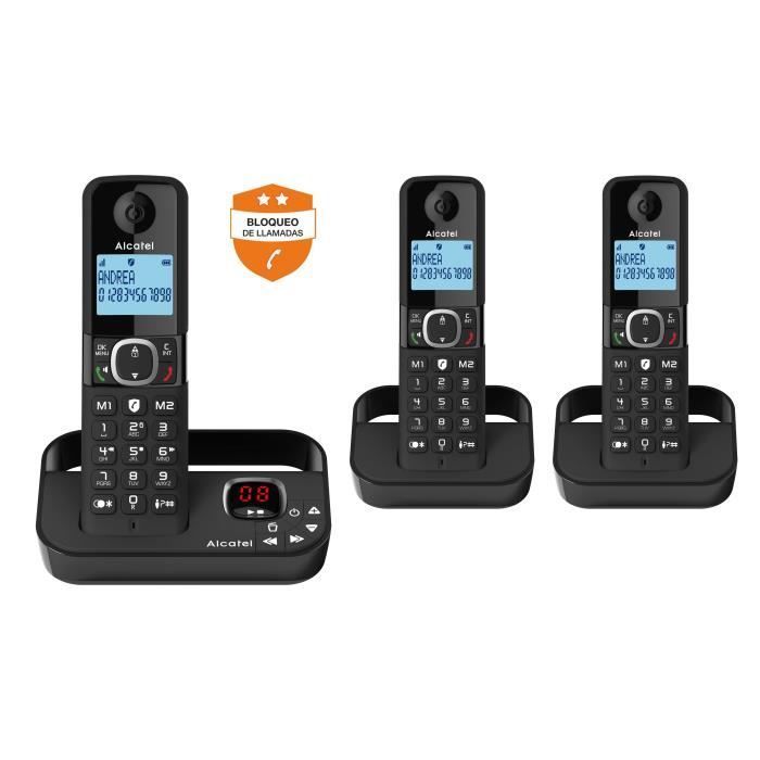 Teléfono fijo inalámbrico - ALCATEL - F860 Voice Trio negro - Bloqueo de llamadas no deseadas