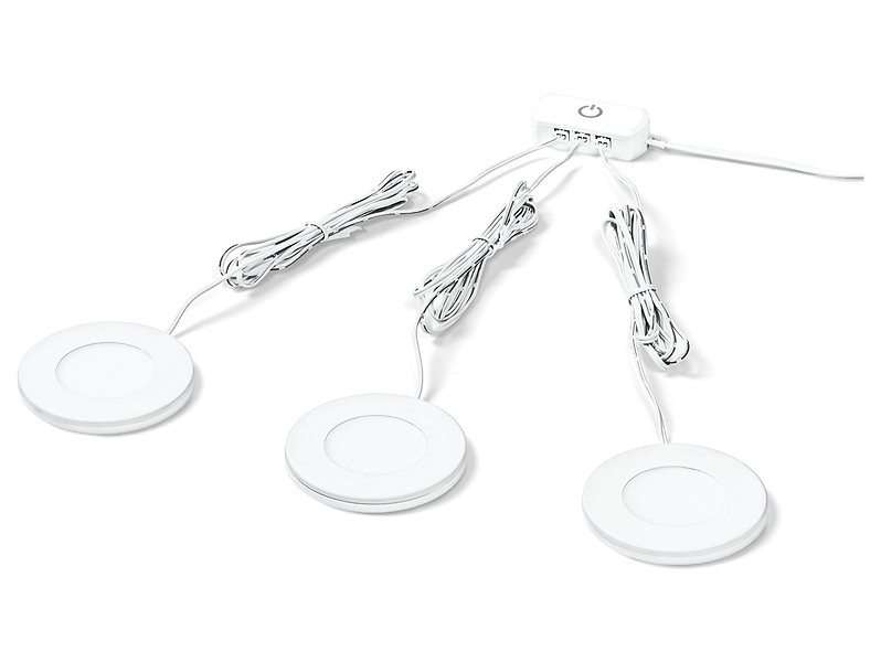 Lampa natynkowa 3 szt. Undercabinet LED aluminiowe białe