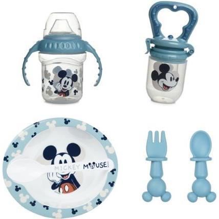 Kit per la prima fase di pappa THERMOBABY MICKEY: 1 biberon + 1 ciotola con cucchiaio + 1 tazza con manico + set di 2 posate