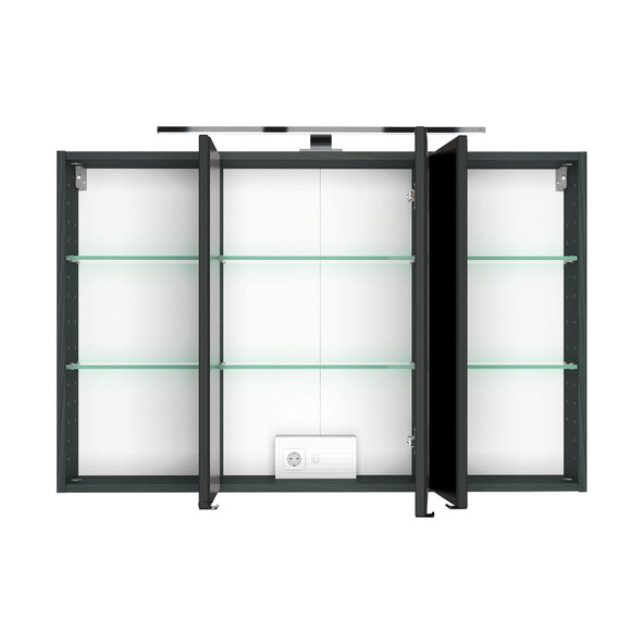 Armário com espelho Bristol, 100 cm, cinza grafite