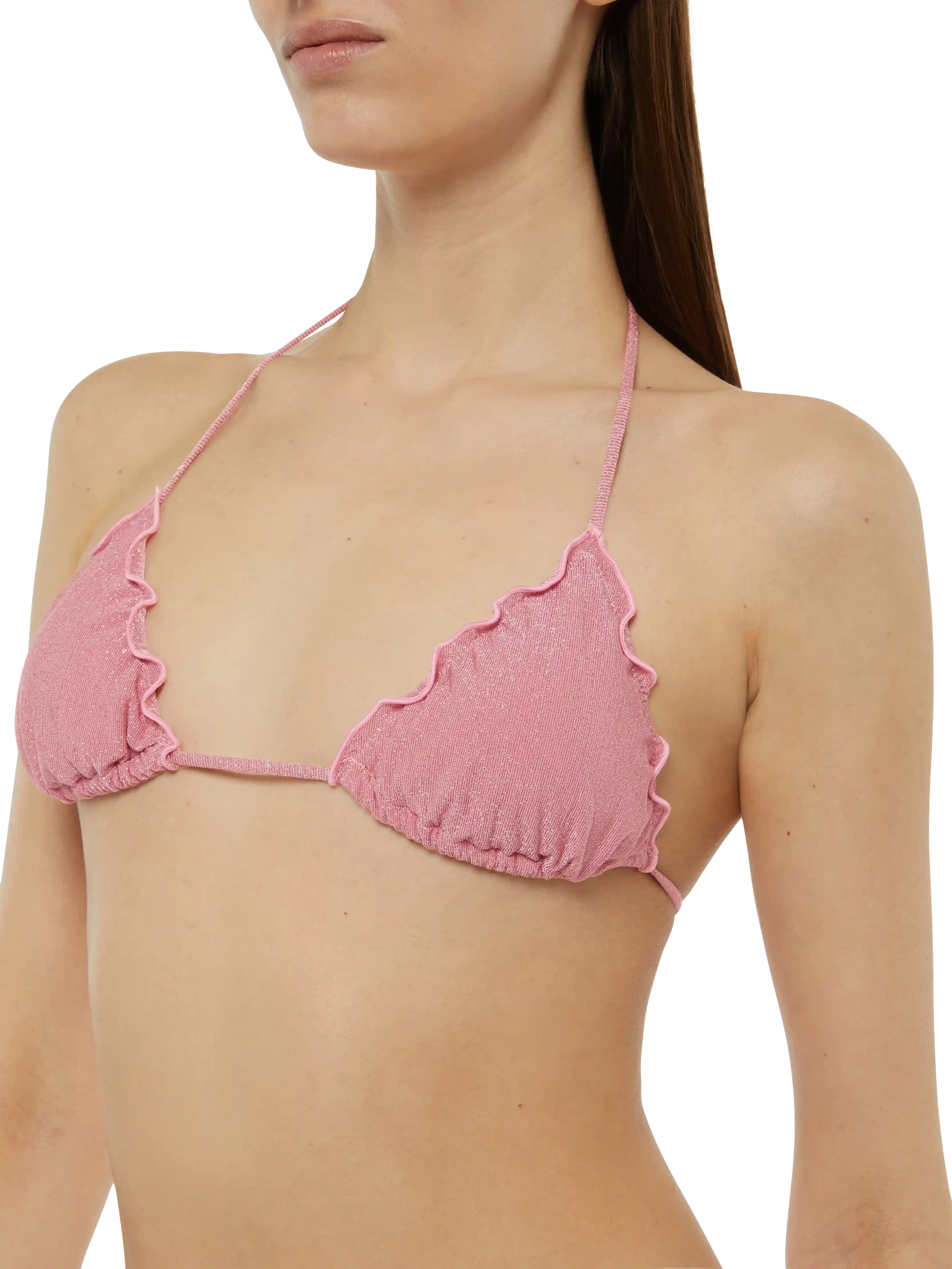 Klassieke bikini met triangeltop en roze lurex bikinibroekje Sa