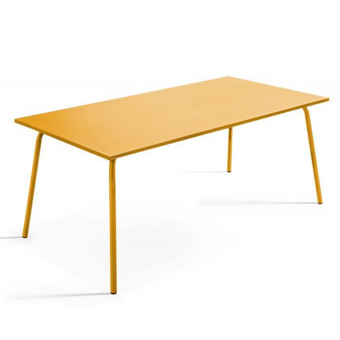 Ensemble table de jardin et 6 chaises en métal jaune Palavas, Oviala