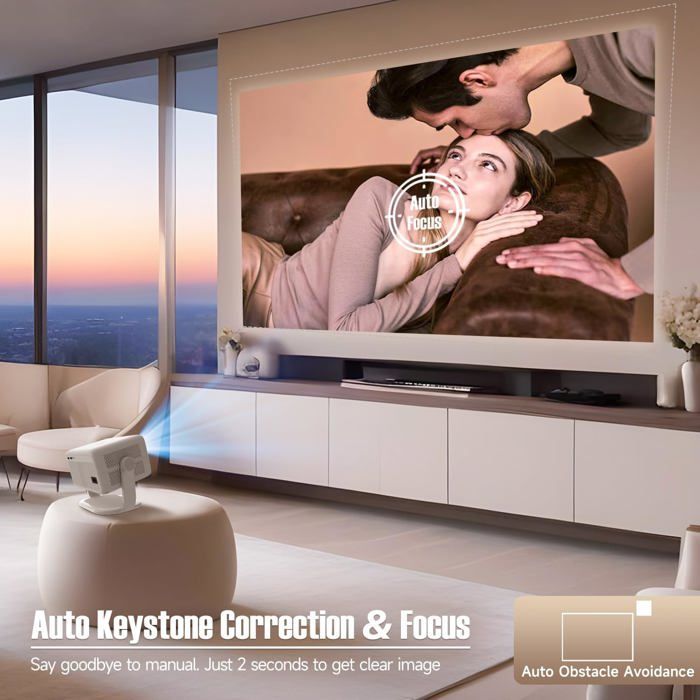 Proyector mini TRAHOO 1080P - Compatible con 4K - Giratorio 180° - WiFi 6 - Bluetooth 5.2