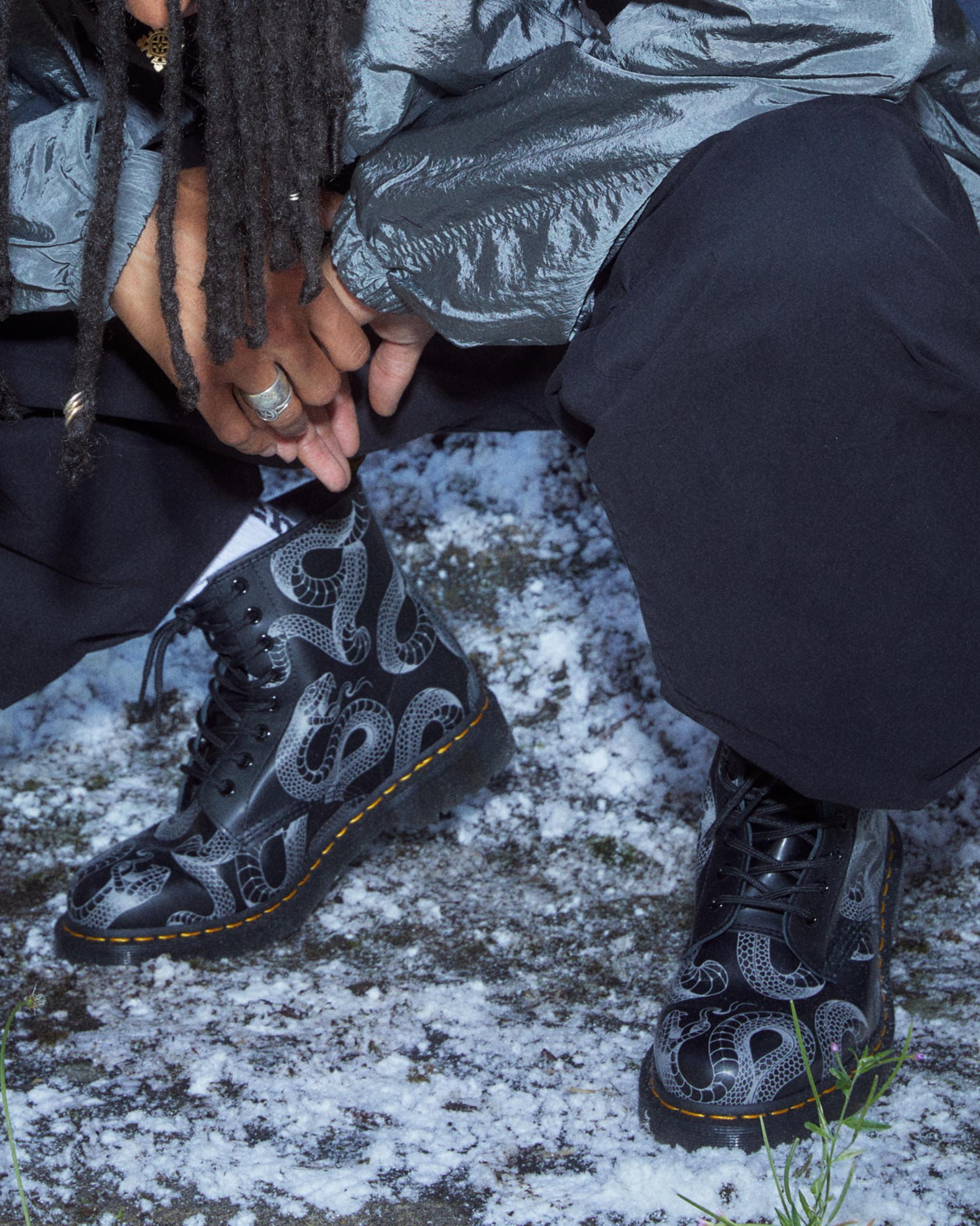 1460 Serpent Print Leather Lace Up Boots