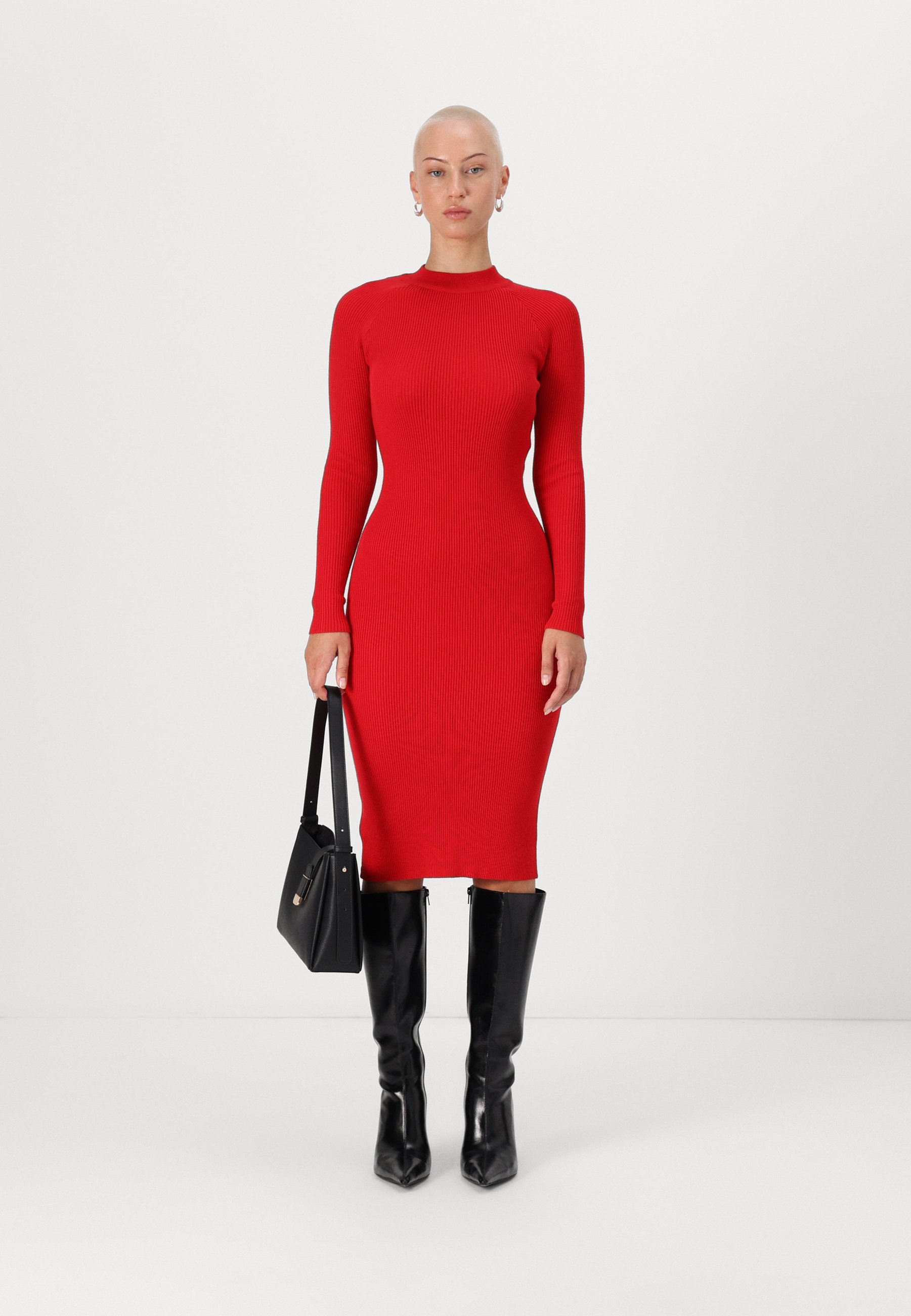 Vero Moda Petite VMWILLOW JURK MET HOGE HALS - Rechte jurk - salsa