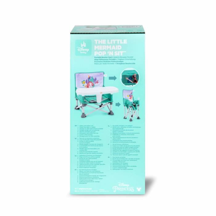 DISNEY BABY - LA SIRENETTA - Seggiolino auto pieghevole, portatile, leggero e facile da pulire, borsa per il trasporto inclusa.