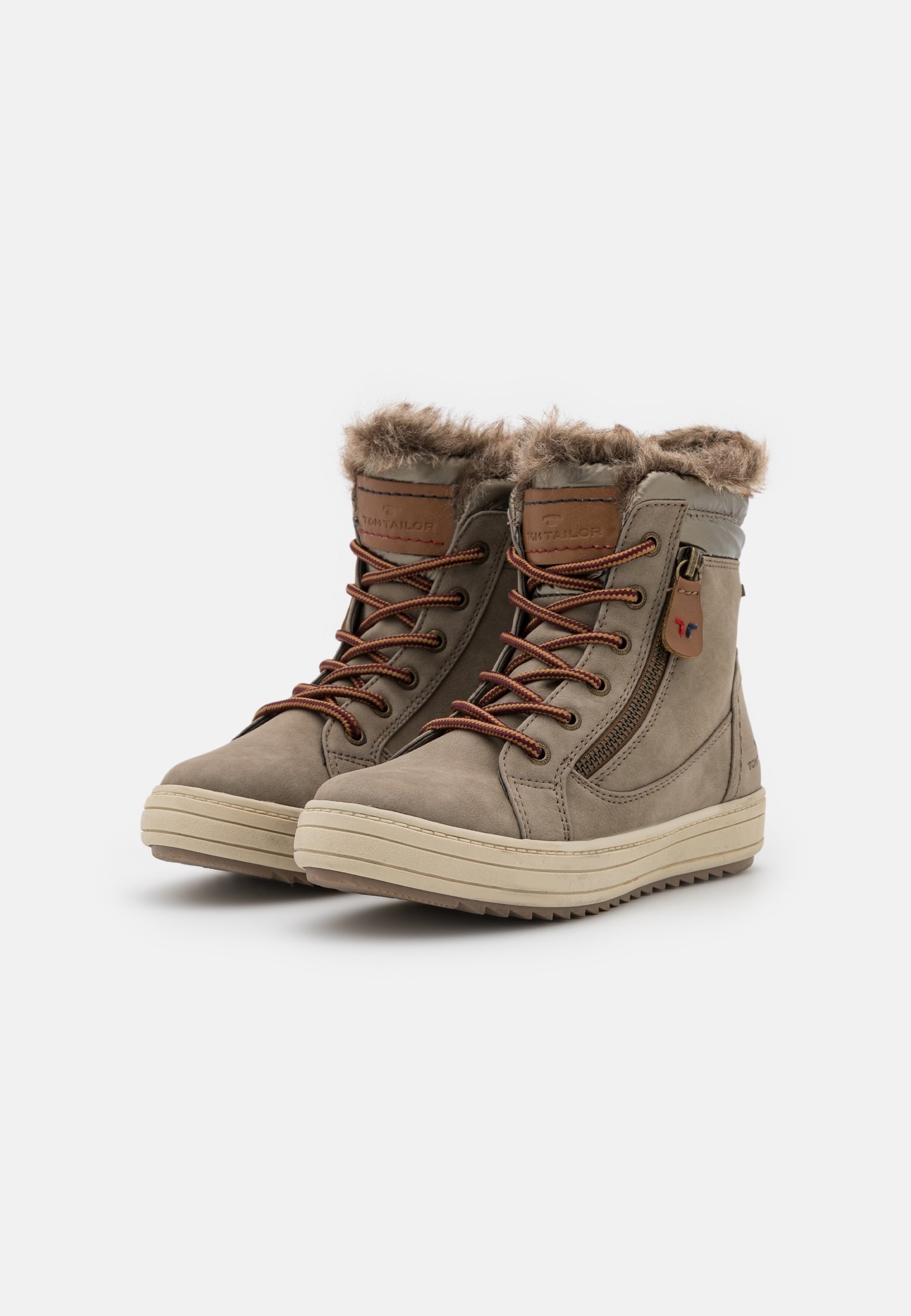 Botas de cano curto com cadarço TOM TAILOR - cor taupe