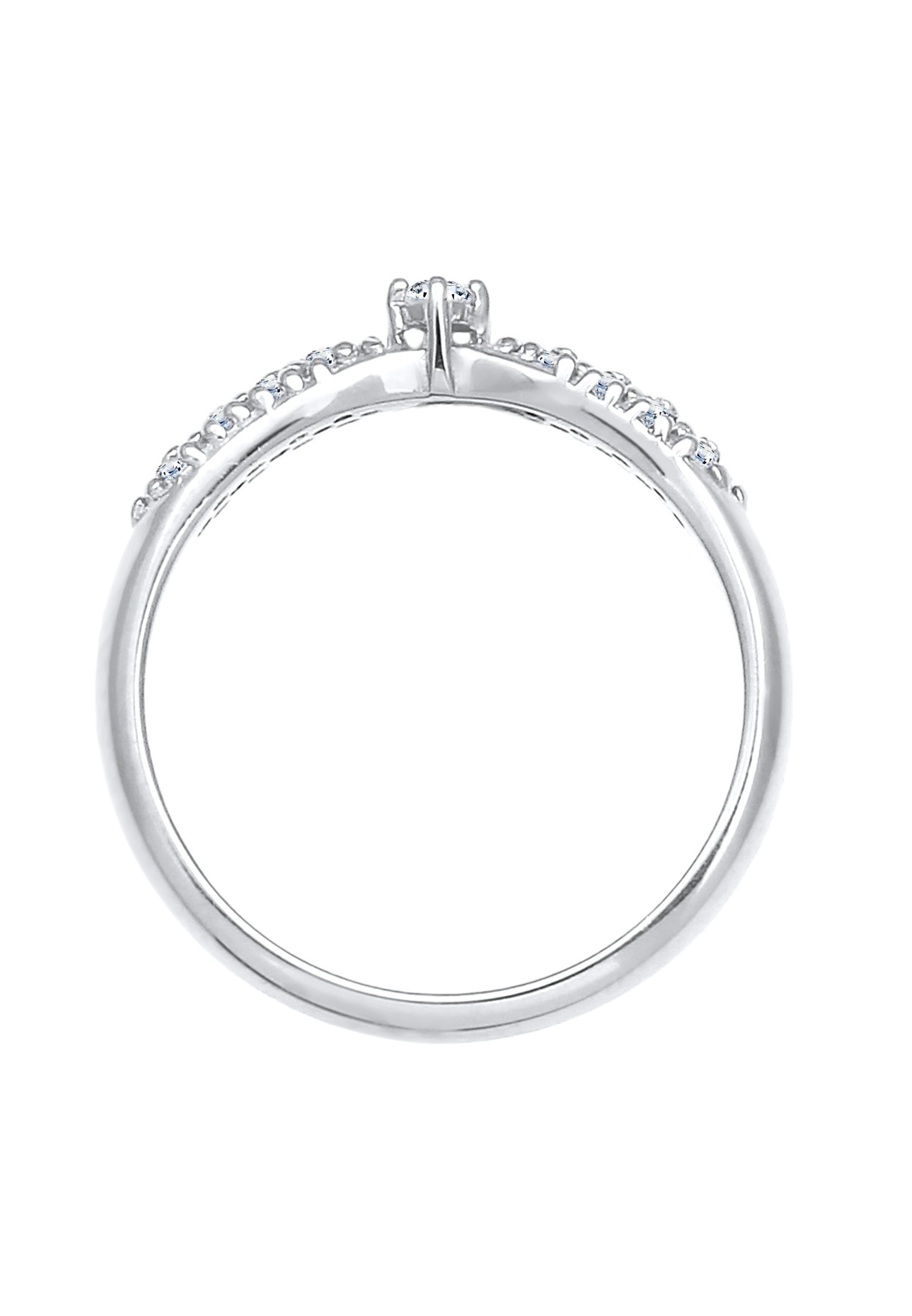 Elli DIAMONDS Les fiançailles des dames, glamour avec diamant (0.16 ct) en plaqué or en argent sterling 925