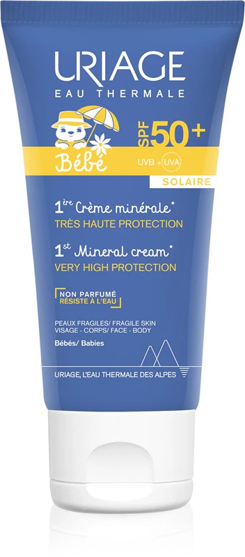 Uriage Bébé 1st минерална крема SPF 50+ минерална крема за сунчање SPF 50+