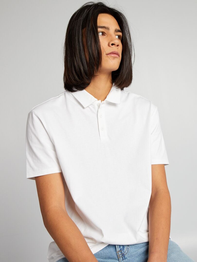 Polo shirt met korte mouwen van katoen - wit