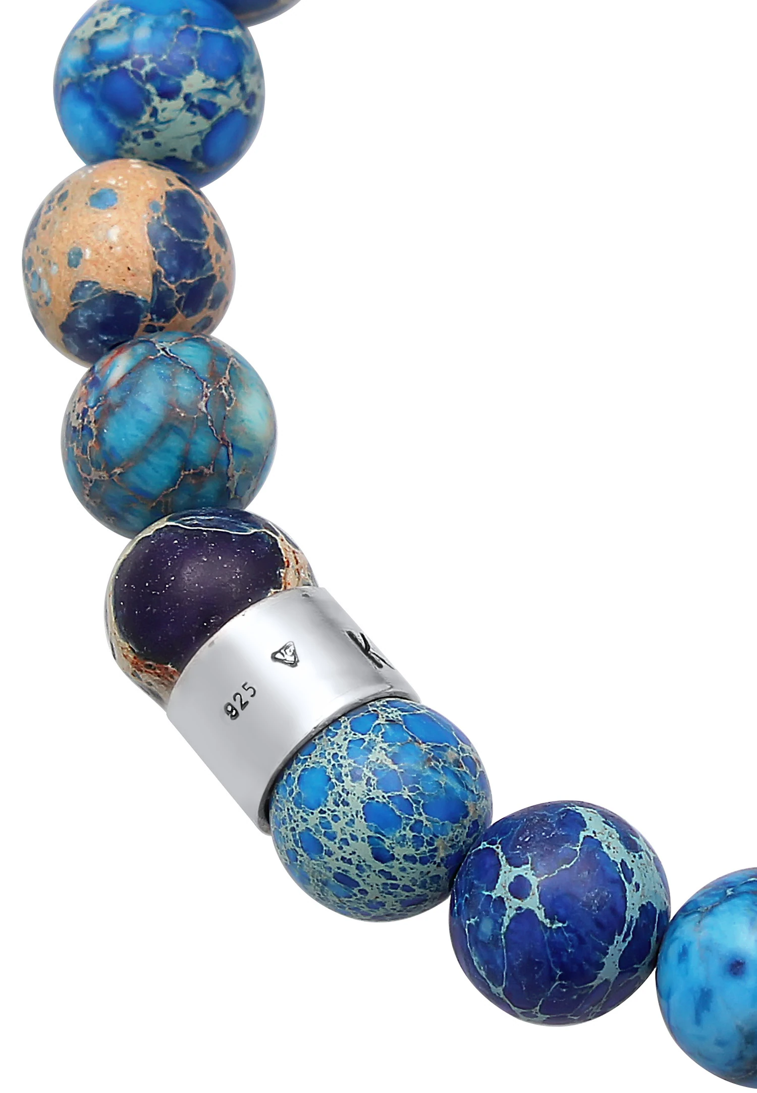 KUZZOI Hommes Beads Tendance boules avec agate Bleu en Argent Sterling 925
