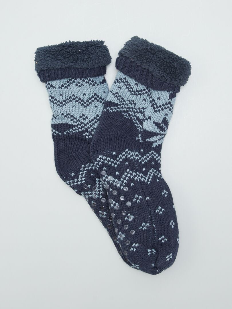 Calcetines forrados con estampado jacquard - AZUL