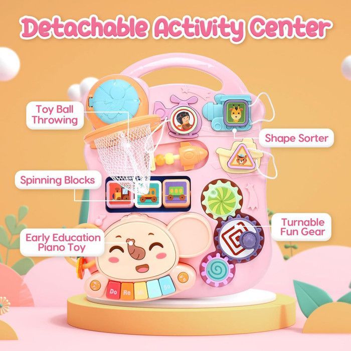 Andador 2 en 1 para bebés niñas con mesa de actividades, andador educativo multifuncional para bebés niños y niñas, andador musical para bebés +