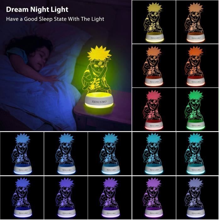 KENLUMO Lampe naruto Noël Enfant Cadeau Lampe de chevet LED télécommande Touchez pour changer de couleur USB decoration chambre ado