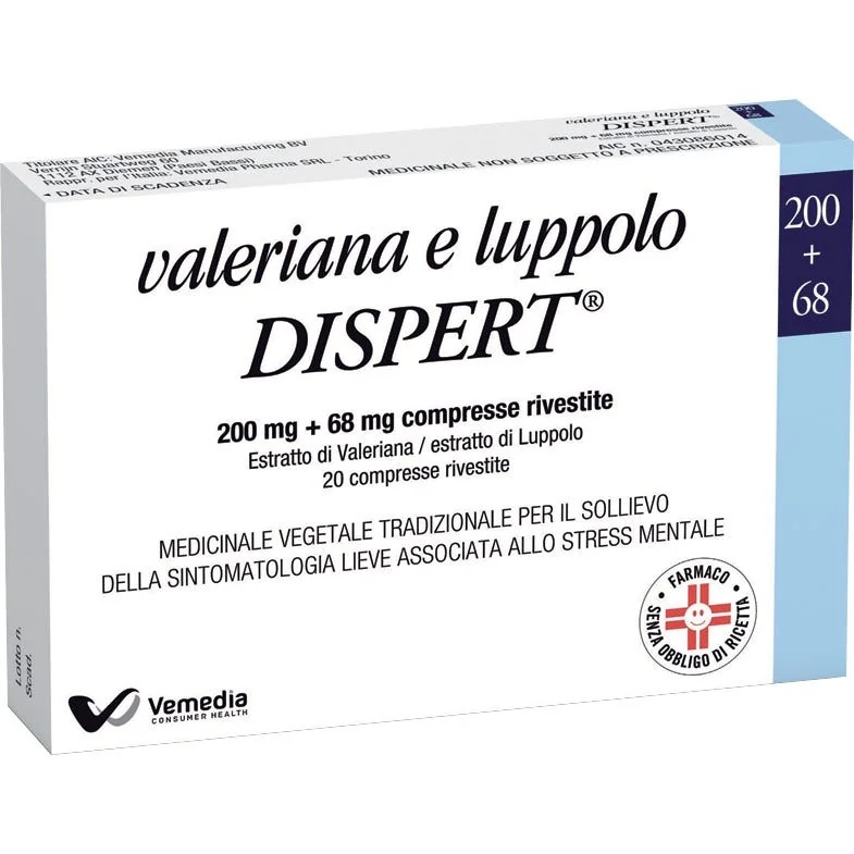 DISPERT Valeriaan en hop Dispert 200 mg + 68 mg 20 tabletten tegen mentale stress