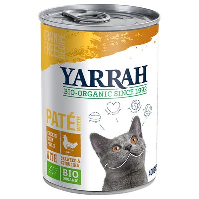 12 x 400g/405g Yarrah ekologiskt våtfoder för katter - 9 + 3 gratis!*