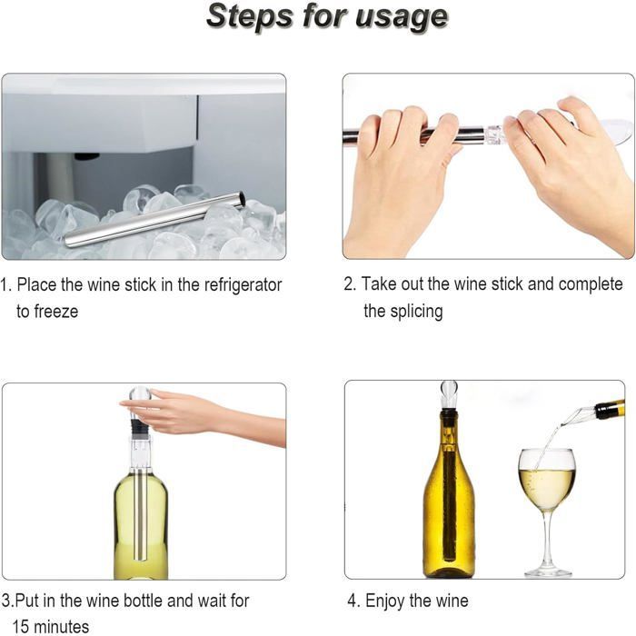 Resfriador de Garrafa de Vinho - DOK - Aço Inoxidável - Bastão Resfriador - Bico para Servir - Resfriamento Rápido