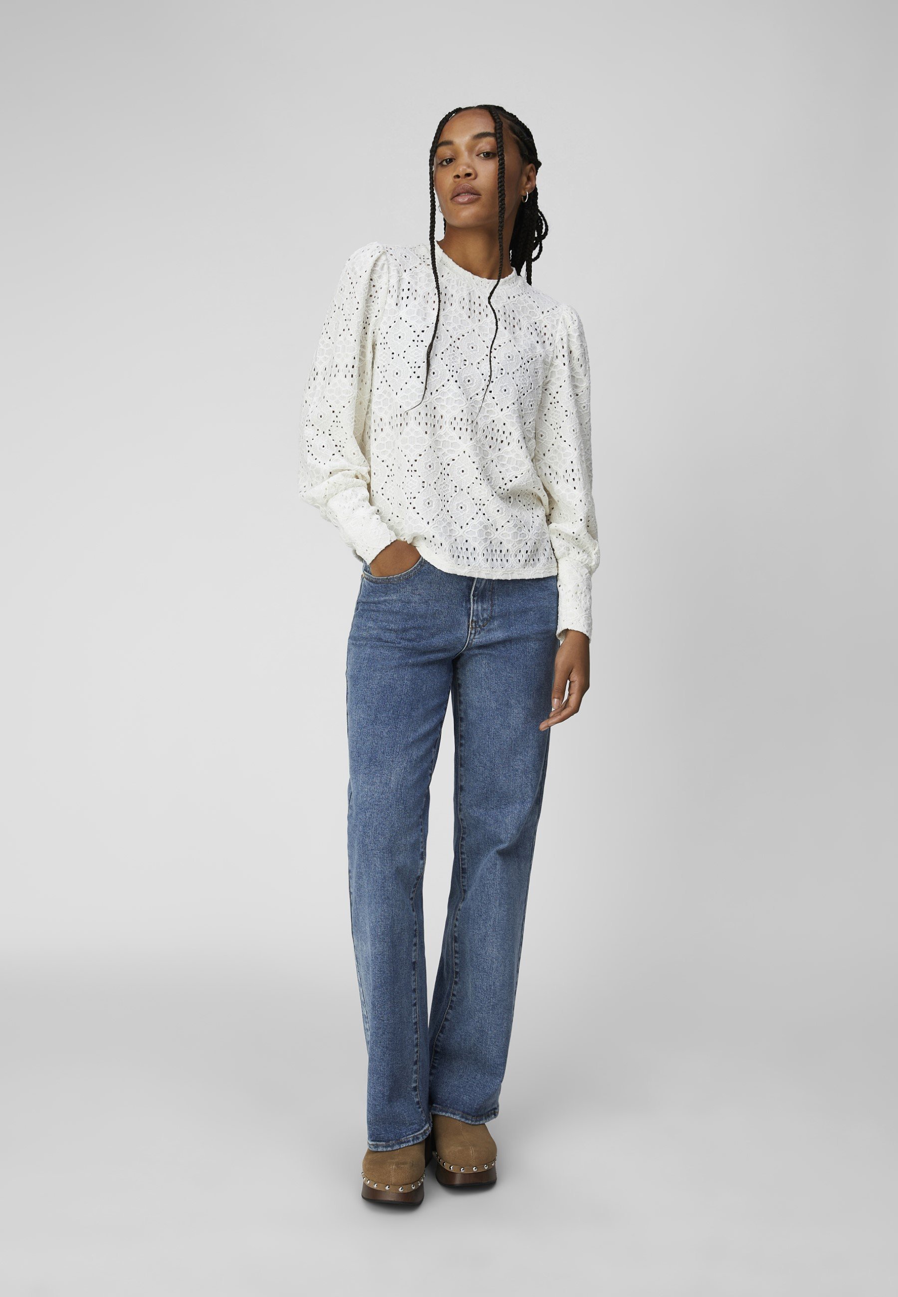 Object OBJFEODORA TOP - Blouse - cloud dancer