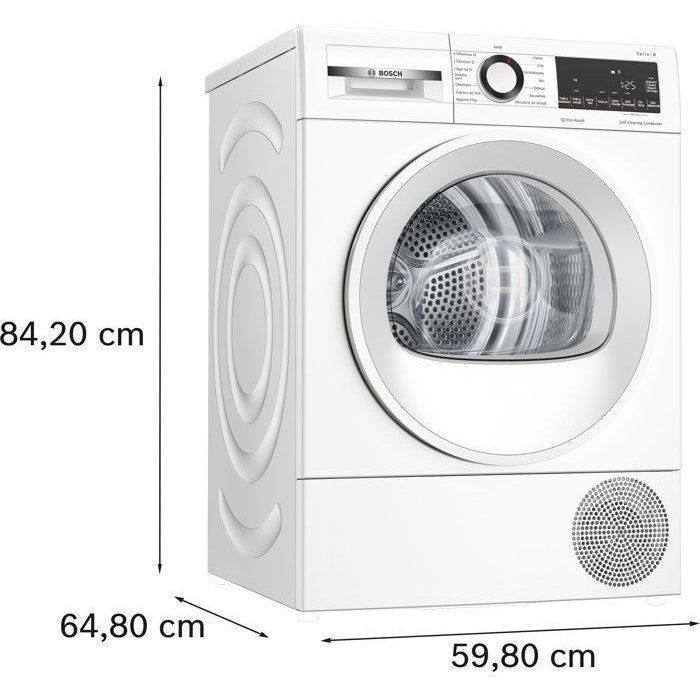 Asciugatrice a pompa di calore BOSCH Serie 6 WQG24502FR - 8 kg - Induzione - L60 cm - Classe energetica C - Bianca