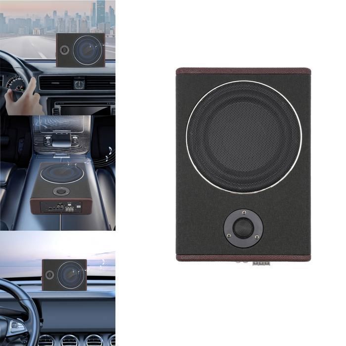 Subwoofer activo para coche - 600W - 12V - Ultradelgado - Con amplificador integrado - 135,8 x 102,4 x 26,8 mm - Negro