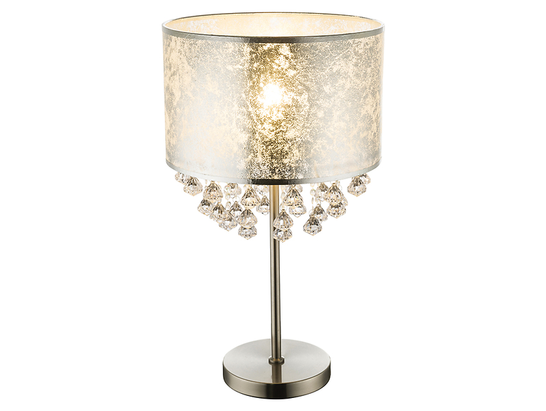 Lampa stołowa Amy tkaninowa srebrna