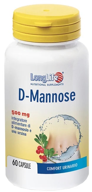 LONG LIFE Longlife D Mannose 60 capsules Voedingssupplement voor de gezondheid van de urinewegen en geslachtsorganen